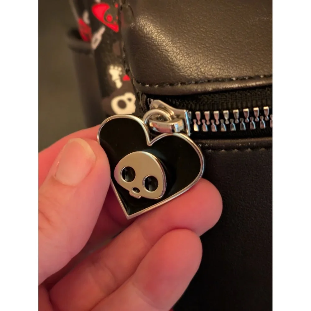 Her Universe Skelanimals Mini Backpack Black Gothic Skull Hearts Vegan Leather